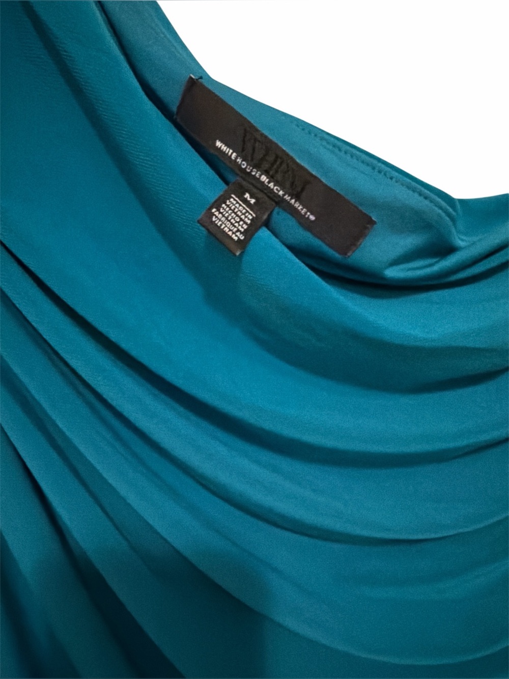White House Black Market Teal One-Shoulder Draped Dress